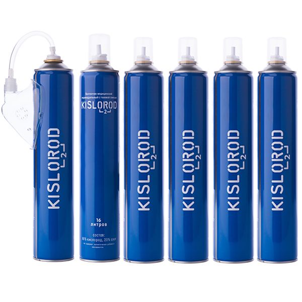 Кислородный баллончик Kislorod K16L, 16 л х 5 + K16L-M с маской