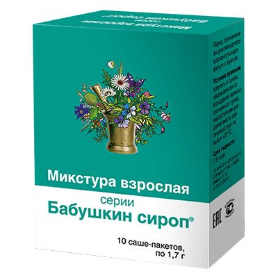 Бабушкин сироп® для взрослых облегчит мучительные симптомы при кашле Риа «Панда», 10 саше по 1.7 г