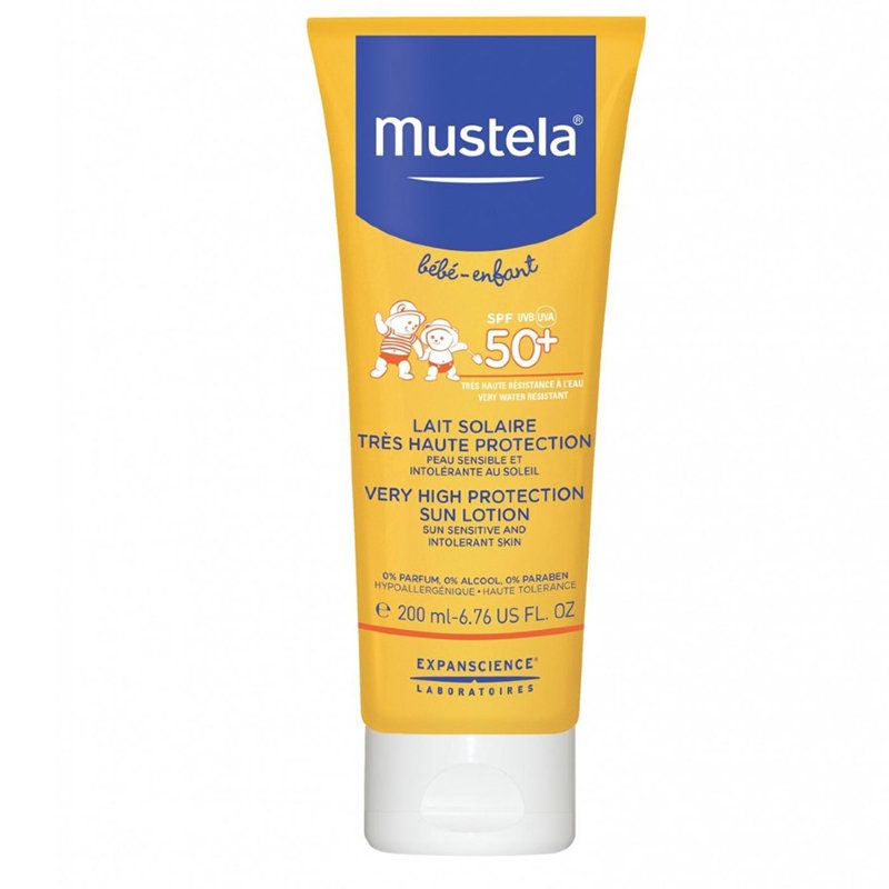 Молочко солнцезащитное с очень высокой степенью защиты spf 50+ Mustela, 200 мл