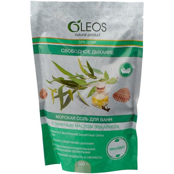 Морская соль для ванн Свободное дыхание Oleos, 500 г