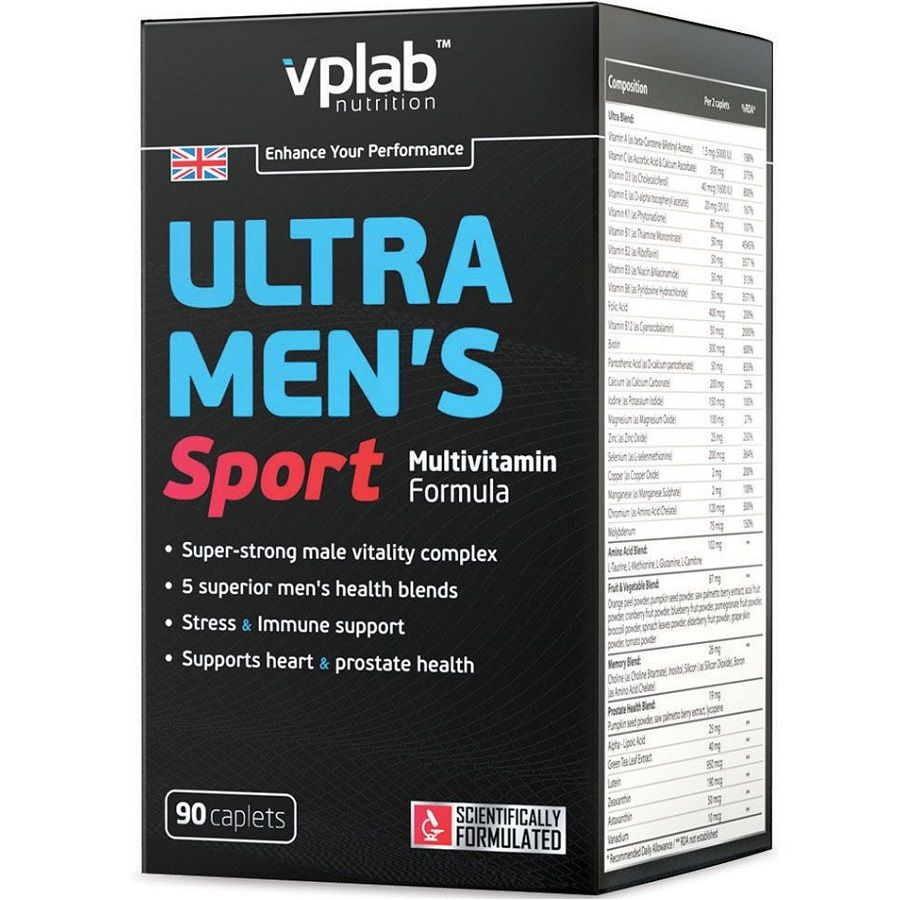 Ultra Men`s Sport мужской спортивный витаминно-минеральный комплекс Vplab 1370 мг, 90 шт