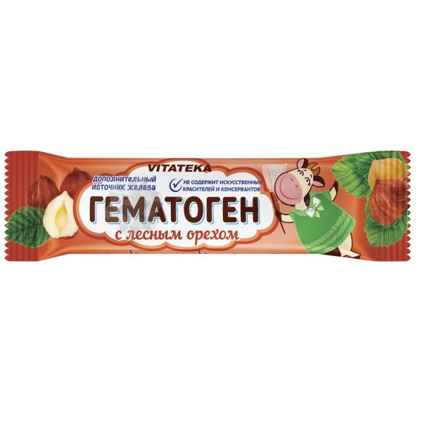 Гематоген с лесным орехом Vitateka, 40 г.