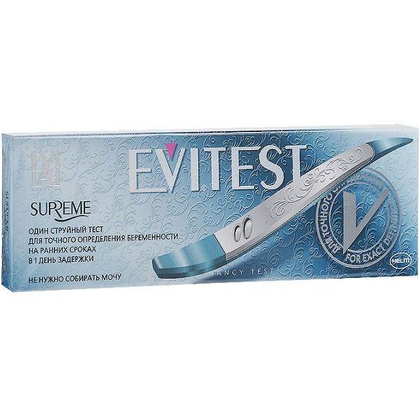 Тест-кассета для определения беременности Evitest Supreme с держателем и колпачком