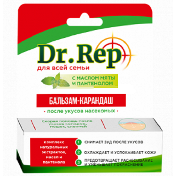Бальзам-карандаш для всей семьи после укусов насекомых Dr. Rep, 4,2 г
