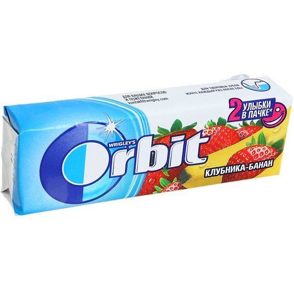 Жевательная резинка Orbit клубника-банан защита от кариеса, 10 шт