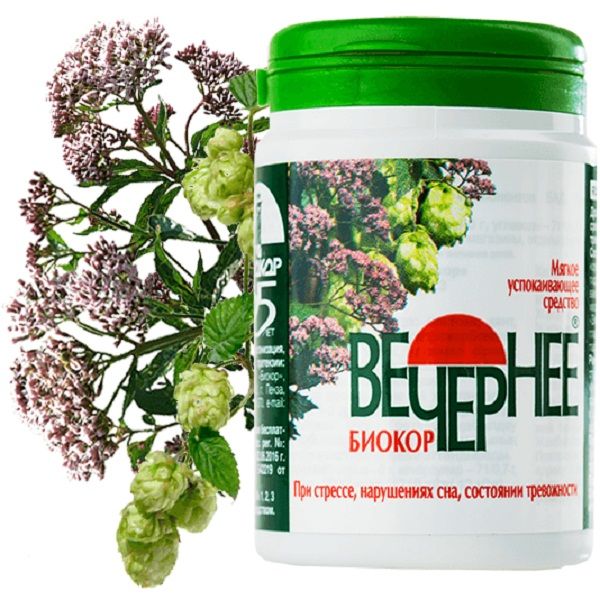 Мягкое успокаивающее средство Вечернее Биокор при стрессе, нарушениях сна и состоянии тревоги, 120 шт