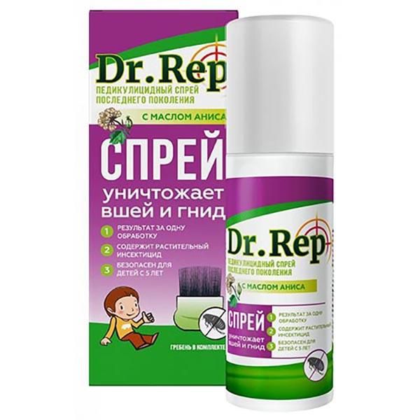 Педикулицидный спрей от вшей и гнид Dr. Rep с гребнем, 100 мл