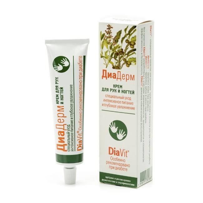Крем для рук и ногтей ДиаДерм для интенсивного питания и глубокого увлажнения DiaVit, 75 мл