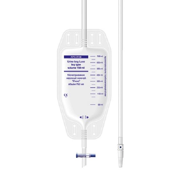 Мочеприемник носимый ножной люкс Apexmed, 750 мл