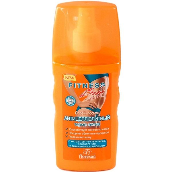 Спрей-лосьон антицеллюлитный термо-актив с жгучим перцем и зеленым чаем Fitness Body, 170 мл