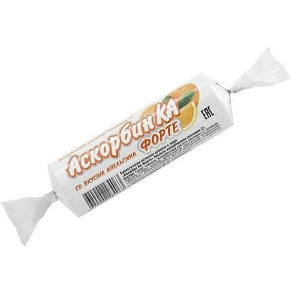 Аскорбиновая кислота жевательная со вкусом апельсина Аскорбин Ка Форте, 10 шт