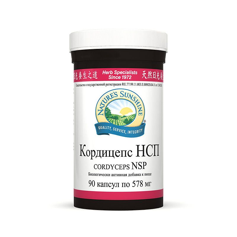 Кордицепс, Общеукрепляющее действие на организм, NSP, 578 мг, 90 капсул