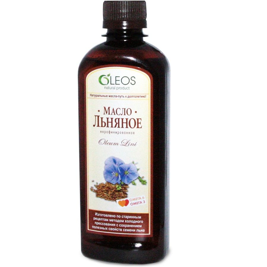 Масло льняное Oleos для волос, кожи, ногтей и снижения уровня холестерина, 500 мл