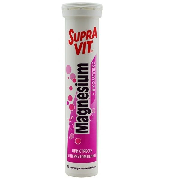 Витаминно-минеральный комплекс SupraVit Magnesium + В комплекс при стрессе и переутомлении, 20 шт