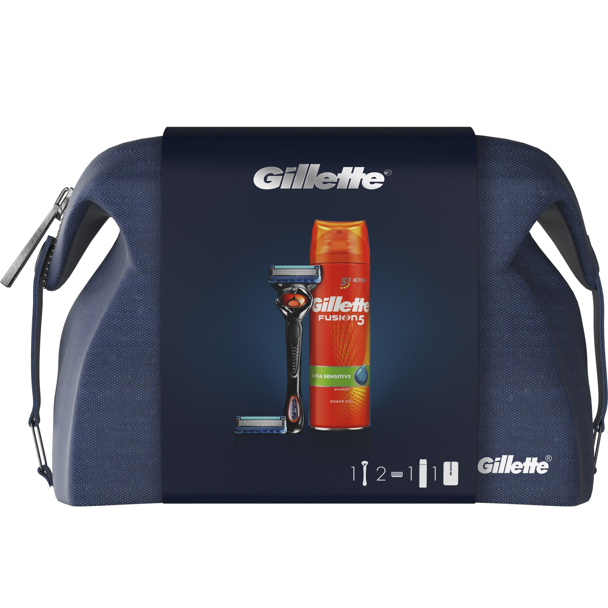 Набор для бритья Gillette Fusion ProGlide Flexball (гель для бритья для чувствительной кожи, 200 мл + станок + 2 кассеты)